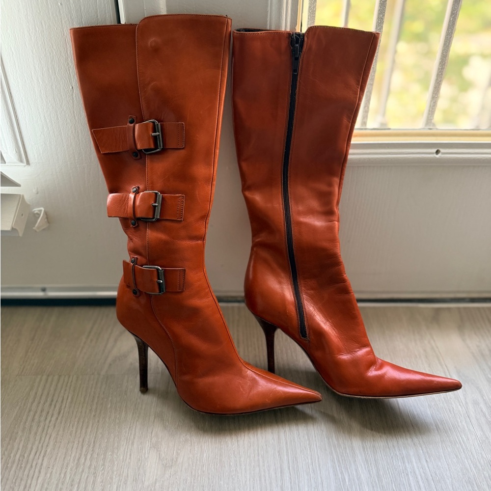 Charles David Rust Heeled Boots